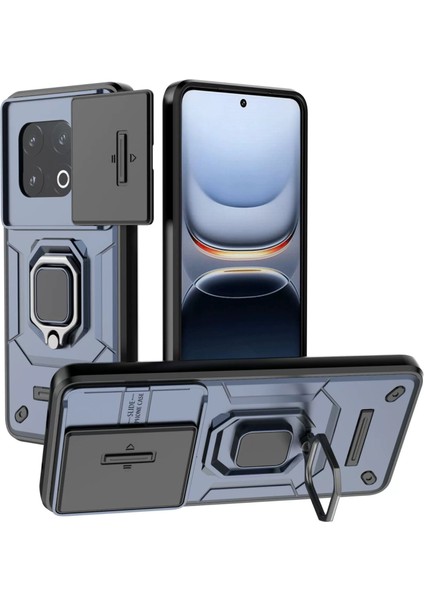 Vivo Iqoo 13 Kayar Kamera Kapağı, Döndürülmüş Halka Destekli Askeri Sınıf Darbeye Dayanıklı Koruyucu Kılıf (Yurt Dışından)