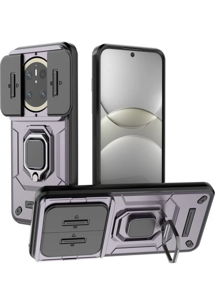 Huawei Mate 70 Pro Plus Kayar Kamera Kapağı, Döndürülmüş Halka Destekli Askeri Sınıf Darbeye Dayanıklı Koruyucu Kılıf (Yurt Dışından)