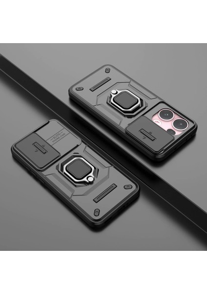 Oppo Realme 12 Pro Kayar Kamera Kapağı, Döndürülmüş Halka Destekli Askeri Sınıf Darbeye Dayanıklı Koruyucu Kılıf (Yurt Dışından) fiyatları