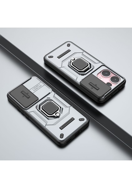 Oppo Reno 13 Pro Kayar Kamera Kapağı, Döndürülmüş Halka Destekli Askeri Sınıf Darbeye Dayanıklı Koruyucu Kılıf (Yurt Dışından) modelleri