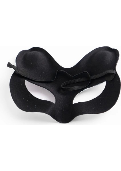 Siyah Renk Süet Kaplama Üzeri Sarı Pembe Simli Kedi Maskesi 17X14 cm modelleri