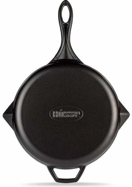 Siyah 28 cm Yardımcı Kulplu Yuvarlak Kızartma Tavası (Hsyktv-28-Syh)