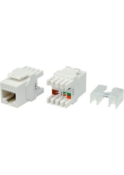 Uranıum KJ-UC6-18044 Cat6 Utp 180 Derece Keystone Jack Beyaz Renk