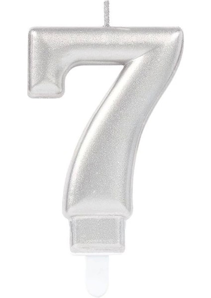 7 Rakam Mum Gümüş Renk