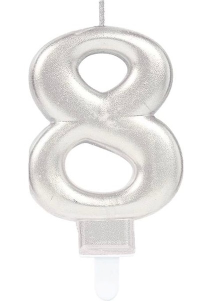 8 Rakam Mum Gümüş Renk