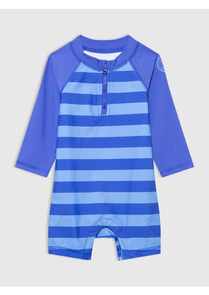 Bebek Mavi Fermuarlı Tulum Mayo