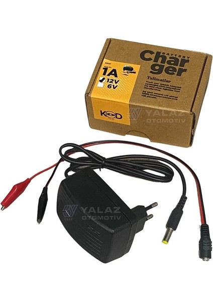 12V ŞARJ REDRESÖRÜ (AKÜ ŞARJ CİHAZI) (ADAPTÖRÜ) OTOMATİK IŞIKLI 1000 mA (1 A)