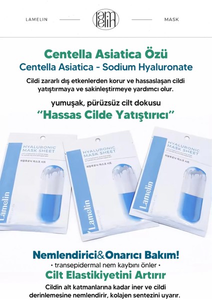 Hyalüronik Asit Içeren Nemlendirici Kağıt Maske Lamelin Hyaluronic Acid Mask