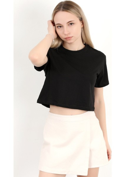 Kadın Bisiklet Yaka Basic Spor T-Shirt Siyah - 925003 fiyatları
