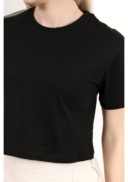 Kadın Bisiklet Yaka Basic Spor T-Shirt Siyah - 925003 fırsatları