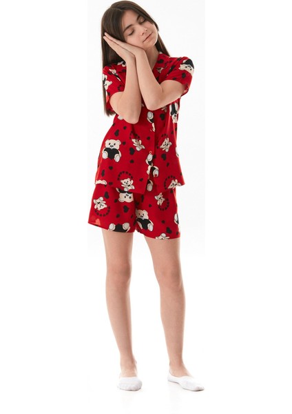 Ayıcık Desenli Kız Çocuk Pijama Takımı