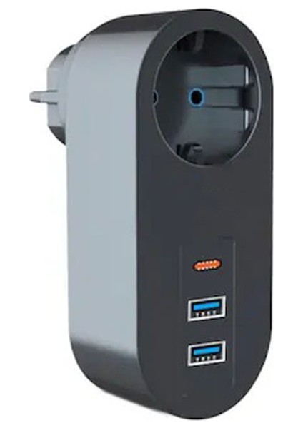 Tekli Akım Korumalı 2 Adet USB 1 Adet Type-C Girişli Priz 3400