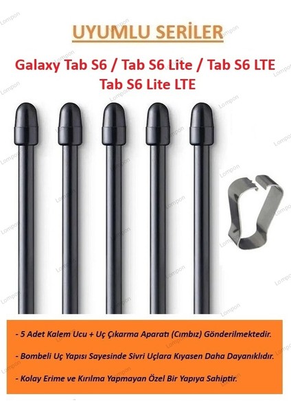 Samsung Galaxy Tab S6 / Tab S6 Lite / Tab S6 LTE / Tab S6 Lite LTE S Pen Kalem Ucu (5 Adet)