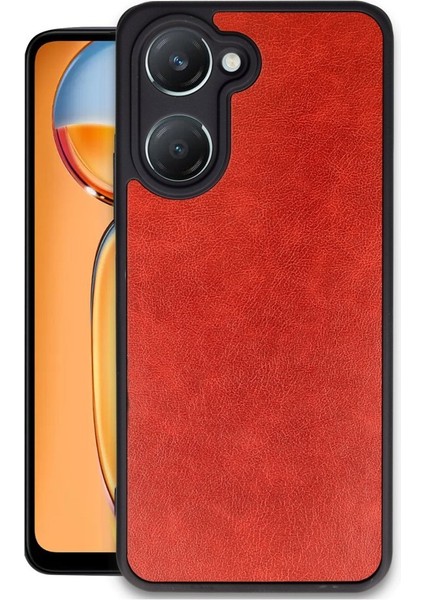 Vivo Y18 Uyumlu Kılıf Kamera Korumalı Gerçek Deri Işlemeli Elde Kaymaz Yumaşak Slikon Kapak