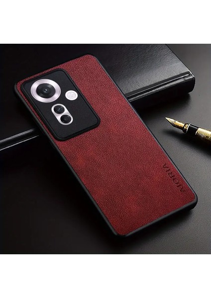 Oppo Reno 11F Için Kılıf Kamera Korumalı Gerçek Deri Işlemeli Elde Kaymaz Yumaşak Slikon Kapak