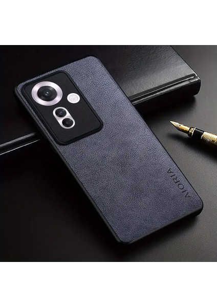 Oppo Reno 11F Için Kılıf Kamera Korumalı Gerçek Deri Işlemeli Elde Kaymaz Yumaşak Slikon Kapak