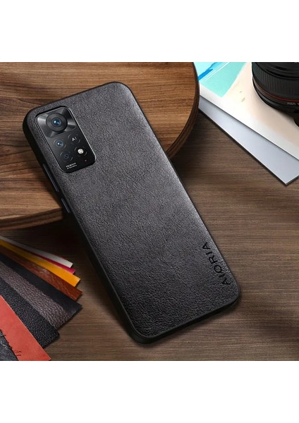 Xiaomi Redmi Note 12 Pro Kılıf Kamera Korumalı Gerçek Deri Işlemeli Elde Kaymaz Yumaşak Slikon Kapak