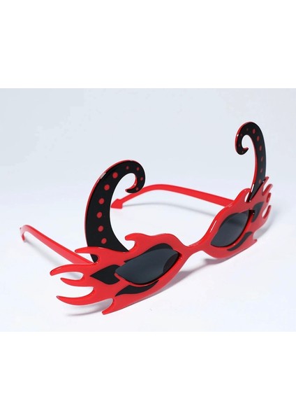 Siyah Boynuzlu Kırmızı Renk Alevli Parti Gözlüğü 21X10 cm modelleri
