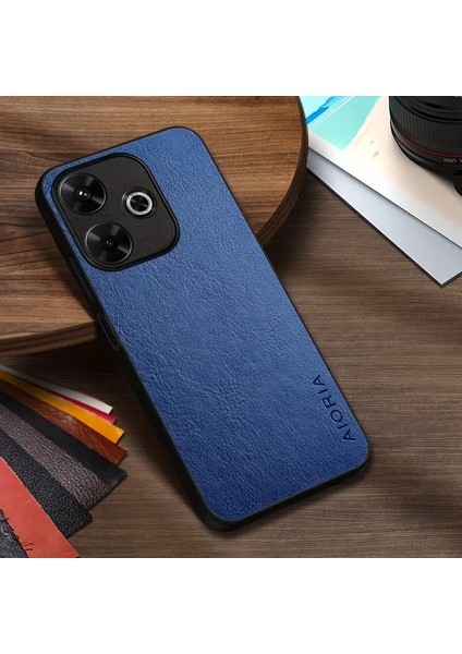 Xiaomi Redmi 13 Uyumlu Kılıf Kamera Korumalı Gerçek Deri Işlemeli Elde Kaymaz Yumaşak Slikon Kapak