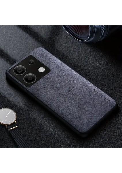 Xiaomi Redmi Note 13 4g Kılıf Kamera Korumalı Gerçek Deri Işlemeli Elde Kaymaz Yumaşak Slikon Kapak