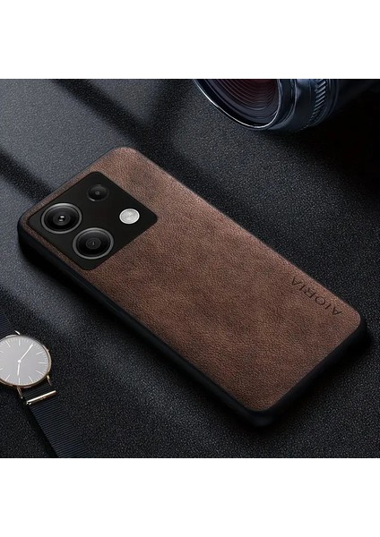 Xiaomi Redmi Note 13 Pro Kılıf Kamera Korumalı Gerçek Deri Işlemeli Elde Kaymaz Yumaşak Slikon Kapak