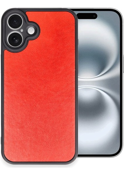 Iphone 16 Plus Uyumlu Kılıf Kamera Korumalı Gerçek Deri Işlemeli Elde Kaymaz Yumaşak Slikon Kapak