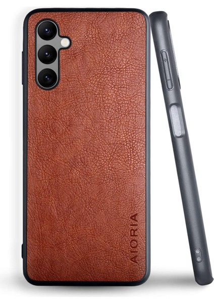 Samsung Galaxy A15 Için Kılıf Kamera Korumalı Gerçek Deri Işlemeli Elde Kaymaz Yumaşak Slikon Kapak