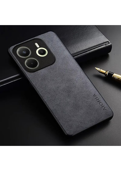 Redmi Note 14 4g Için Kılıf Kamera Korumalı Gerçek Deri Işlemeli Elde Kaymaz Yumaşak Slikon Kapak