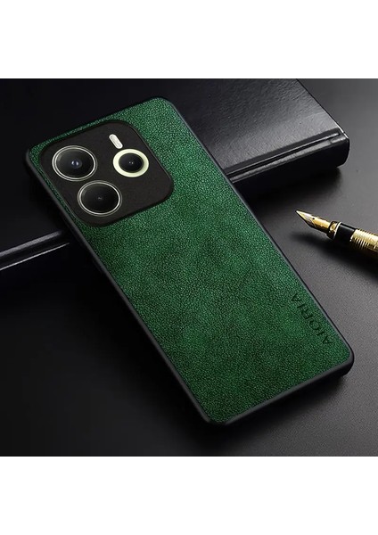 Redmi Note 14 4g Için Kılıf Kamera Korumalı Gerçek Deri Işlemeli Elde Kaymaz Yumaşak Slikon Kapak