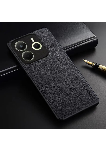 Redmi Note 14 4g Için Kılıf Kamera Korumalı Gerçek Deri Işlemeli Elde Kaymaz Yumaşak Slikon Kapak