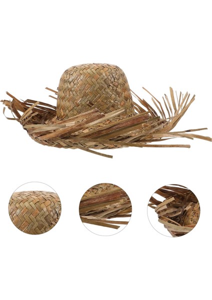 Tropikal Parti Naturel Hasır Hawaii Şapkası 13 x 36 cm