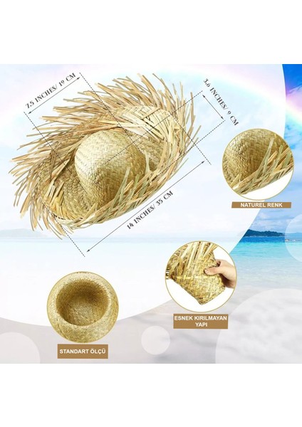 Tropikal Parti Naturel Hasır Hawaii Şapkası 13 x 36 cm indirimleri