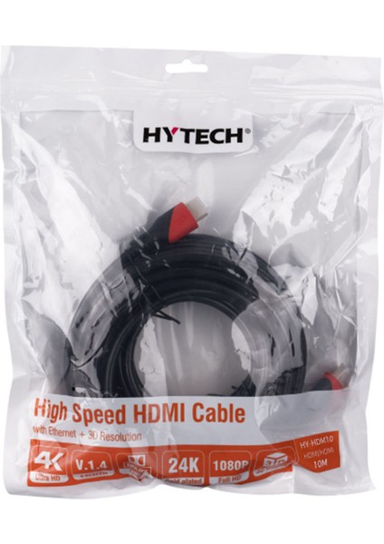 Hytech HY-HDM10 HDMI To HDMI 10M Altın Uçlu 24K 1.4 Ver. 3D Kablosu