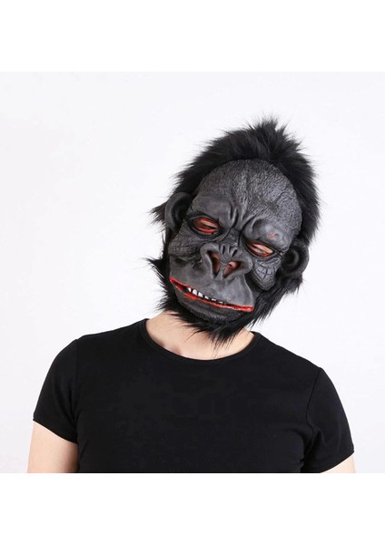 Lateks Goril Maskesi Maymun Maskesi Et Maskesi Orangutan Siyah Saçlı 1 No