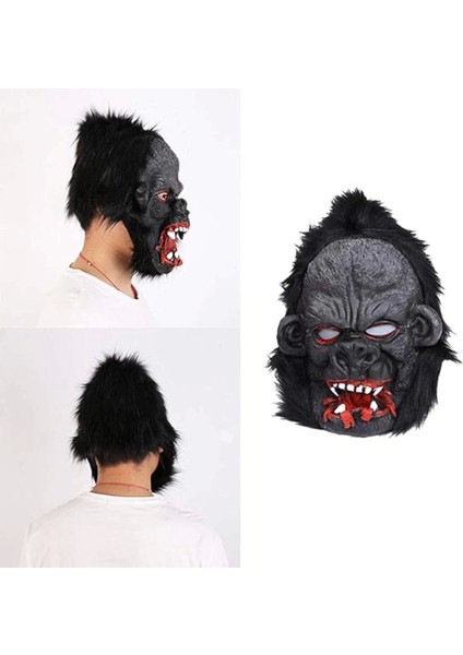 Lateks Goril Maskesi Maymun Maskesi Et Maskesi Orangutan Siyah Saçlı 2 No modelleri