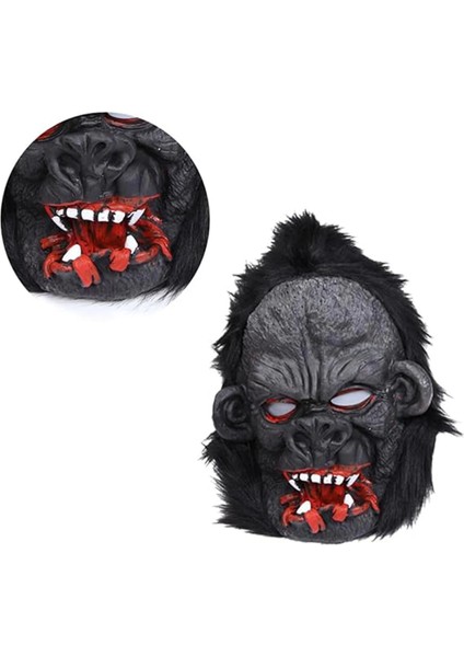 Lateks Goril Maskesi Maymun Maskesi Et Maskesi Orangutan Siyah Saçlı 2 No indirimleri