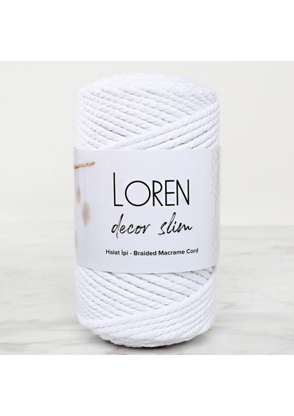 Decor Slim 3 Büküm Makrome Ipi Beyaz - L001