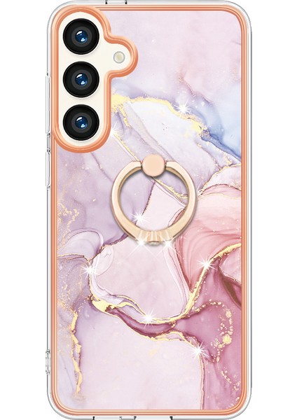 Samsung Galaxy S25 Için Mermer Desenli Telefon Kılıfı, Halkalı Ayaklık Rose Gold (Yurt Dışından) fiyatları
