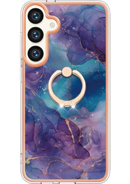 Samsung Galaxy S25+ Için Desenli Telefon Kılıfı, Halkalı Ayaklık ve Şeffaf Tpu Kenarlı Mor (Yurt Dışından) fiyatları