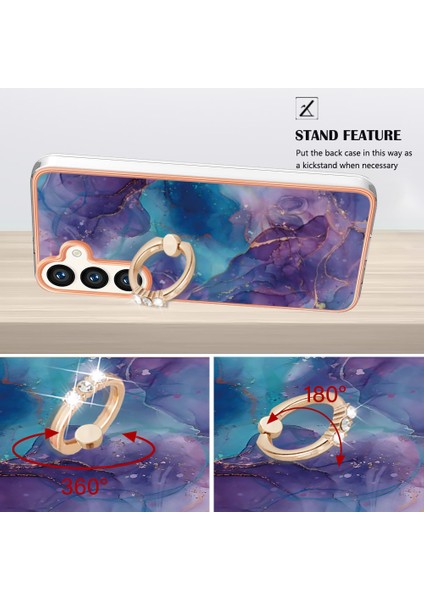 Samsung Galaxy S25+ Için Desenli Telefon Kılıfı, Halkalı Ayaklık ve Şeffaf Tpu Kenarlı Mor (Yurt Dışından) modelleri
