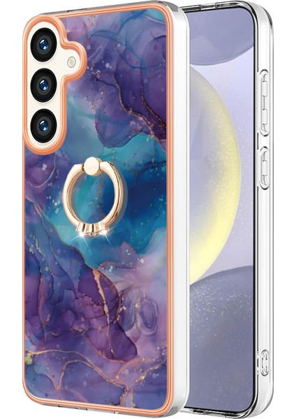Samsung Galaxy S25+ Için Desenli Telefon Kılıfı, Halkalı Ayaklık ve Şeffaf Tpu Kenarlı Mor (Yurt Dışından) indirimleri