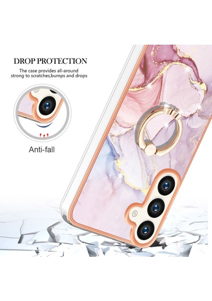 Samsung Galaxy S25+ Için Mermer Desenli Telefon Kılıfı, Halkalı Ayaklık Rose Gold (Yurt Dışından) fırsatları
