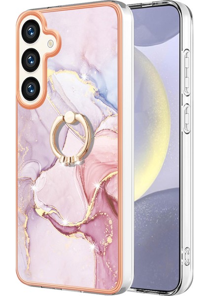 Samsung Galaxy S25+ Için Mermer Desenli Telefon Kılıfı, Halkalı Ayaklık Rose Gold (Yurt Dışından) indirimleri