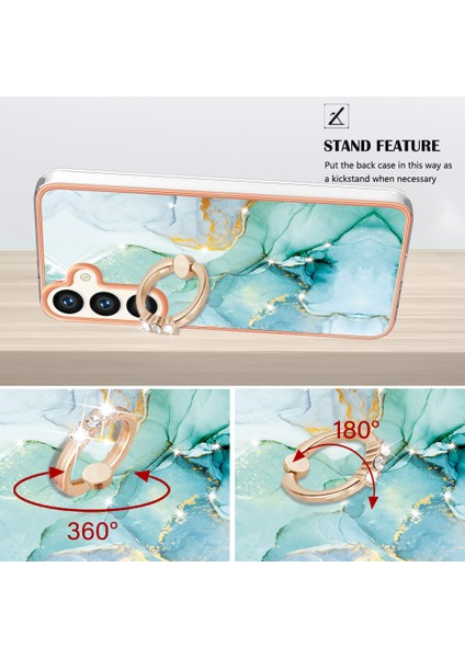 Samsung Galaxy S25 Için Mermer Desenli Telefon Kılıfı, Halkalı Ayaklık Yeşil (Yurt Dışından) modelleri
