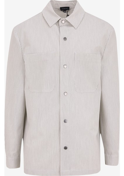 Basic Gömlek Yaka Çizgili Gri Erkek Gömlek F5SM-GML 2321