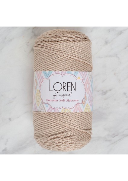 Polyester Soft Macrame Taş Rengi El Örgü Ipi - LM005 - 34428