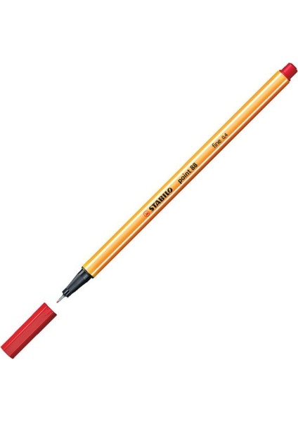 | Point 88 Fineliner Kalem, 0.4 mm Uç, Kırmızı, Metal Destekli Uç, Altıgen Tasarım