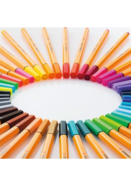 | Point 88 Fineliner Kalem Seti, 8 Pastel Renk, 0.4 mm Uç, Metal Destekli Uç, Altıgen Tasarım