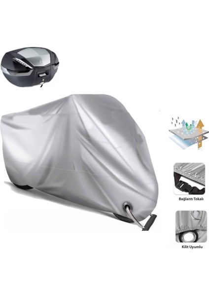 Keeway Super Light 150 Gri Motosiklet Brandası-Arka Çanta Uyumlu- Kilit Uyumlu