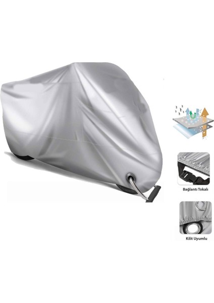 Tvs Apache Rtr 180 Gri Motosiklet Branda-Kilit Uyumlu